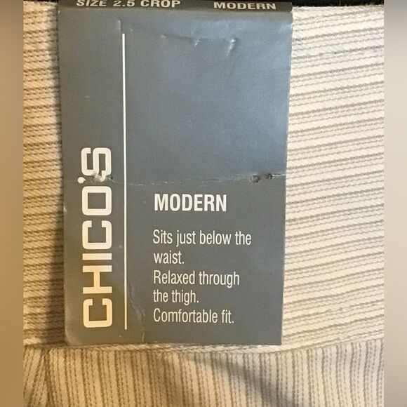 Chico’s Khaki/white striped Crop pants Modern fit - Picture 3 of 6